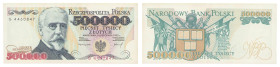 Polish banknotes - Third Polish Republic
POLSKA / POLAND / POLEN / POLOGNE / POLSKO

500.000 złotych 1993 seria G 

Złamanie w pionie, zagnieceni...