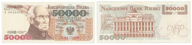 Polish banknotes - Third Polish Republic
POLSKA / POLAND / POLEN / POLOGNE / POLSKO

50.000 złotych 1993 seria E 

Złamanie w pionie.&nbsp;

Co...