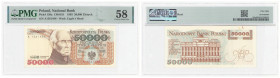 Polish banknotes - Third Polish Republic
POLSKA / POLAND / POLEN / POLOGNE / POLSKO

50.000 złotych 1993 seria A, PMG 58 - SERIA POCZĄTKOWA 

Rza...