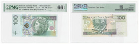 Polish banknotes - Third Polish Republic
POLSKA / POLAND / POLEN / POLOGNE / POLSKO

100 złotych 1994 seria ZA, PMG 66 EPQ - ZASTĘPCZA SERIA LONDYŃ...