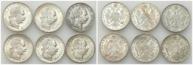 Austria
Austria. 1 florin 18771891 Vienna, set of 6 

Monety w ładnym stanie zachowania, z delikatna patyną.

Details: Łączna waga: 74,26 g Ag 
...