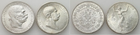 Austria
Austria/Hungary. Franz Joseph I. 5 crowns 19001908 set of 2 

Pięknie zachowane egzemplarze, połysk menniczy i drobne ryski w tle.

Detai...