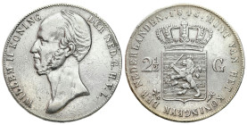Netherlands
Netherlands. Wilhelm II (1840 - 1849). 2 1/2 guilder 1845, Utrecht 

Czyszczone/Wypolerowane.

Details: 24,78 g Ag 
Condition: 3/4 (...