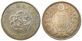 Japan
Japan, Mutsuhito (Meiji) (1867-1912), 1 yen 27th year (1894) 

Ładnie zachowany egzemplarz. Złotawa patyna.

Details: 26,87 g Ag 
Conditio...