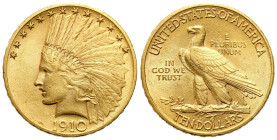USA
USA. $10 dollars 1910 Indian, Philadelphia 

Typ Indianin.Bardzo ładnie zachowane.

Details: 16,69 g Au 900 
Condition: 2+ (EF+) 
Literatur...