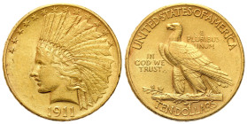 USA
USA. $10 dollars 1911 Indian, Philadelphia 

Typ Indianin.Bardzo ładnie zachowane.

Details: 16,72 g Au 900 
Condition: 2- (EF-) 
Literatur...