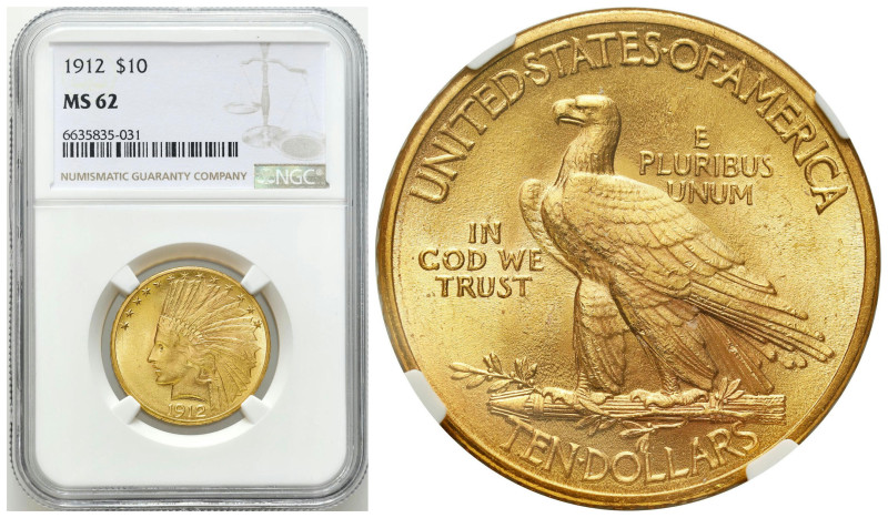 USA
USA. $10 dollars 1912 Indian, Philadelphia NGC MS62 - BEAUTIFUL 

Pięknie...
