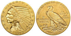 USA
USA. 5 Dollars 1913 Indian, Philadelphia 

Bardzo ładnie zachowany egzemplarz.

Details: 8,34 g Au 900 
Condition: 2 (EF) 
Literature: Frie...