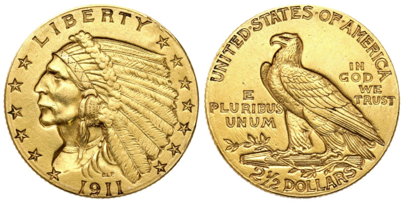 USA
USA. 2 1/2 Dollars 1911 Indian, Philadelphia 

Dobrze zachowany egzemplar...