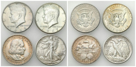 USA
USA. 1/2 Dollar 1892-1942, Set of 4 

Obiegowe stany zachowania, patyna, osad.

Details: 47,66 g Ag łącznie 
Condition: 3 (VF)