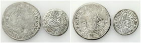 Hungary
Hungary, Leopold I (16581705), 3 kreuzer 1696 C-M, Kosice and 15 kreuzer 1677 KB, Kremnica 

15 krajcarów słabo zachowane.

Details: Ag ...