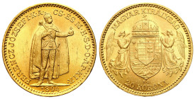 Hungary
Hungary. Franz Joseph (1848-1916). 20 crowns 1894 KB, Kremnica 

Pięknie zachowany egzemplarz.

Details: 6,77 g Au 
Condition: 1/1- (UNC...
