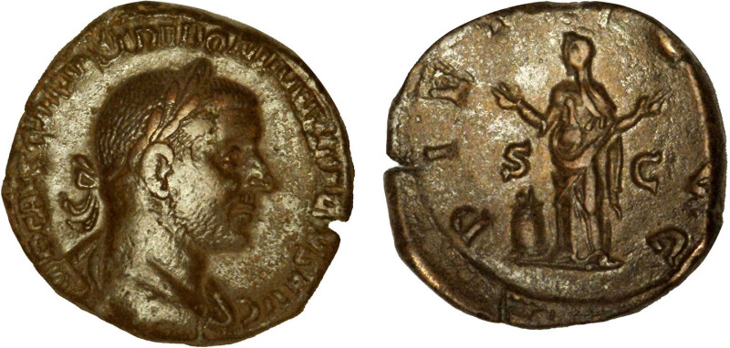 TRÉBONIEN GALLE (251-253)
Sesterce : La Piété debout de face, la tête à gauche,...