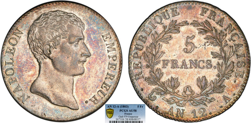 5 FRANCS
5 FRANCS Napoléon empereur (type intermédiaire)
AN12 A - SUP 59 (SUP)...