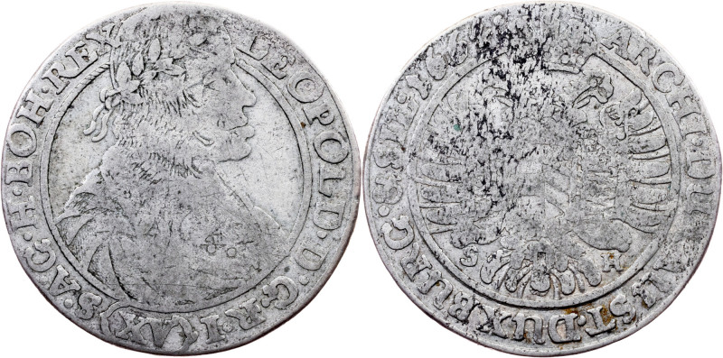 Leopold I., 15 Kreuzer 1664, Breslau Category : Habsburg
Country/Region : Bohem...