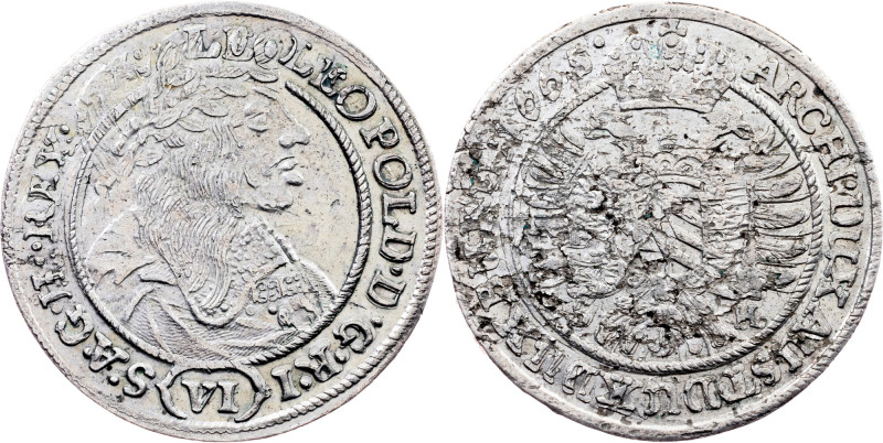 Leopold I., 6 Kreuzer 1665, Breslau Category : Habsburg
Country/Region : Bohemi...