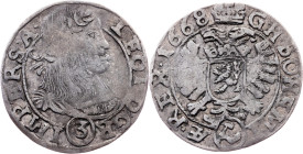 Leopold I., 3 Kreuzer 1668, Kuttenberg