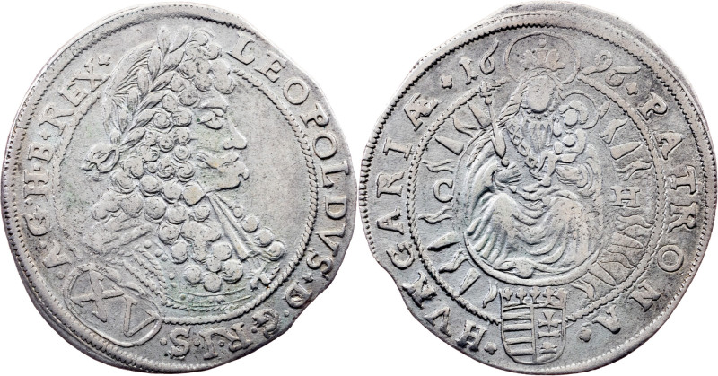 Leopold I., 15 Kreuzer 1696, C-H, Pressburg Category : Habsburg
Ruler/Area : Le...