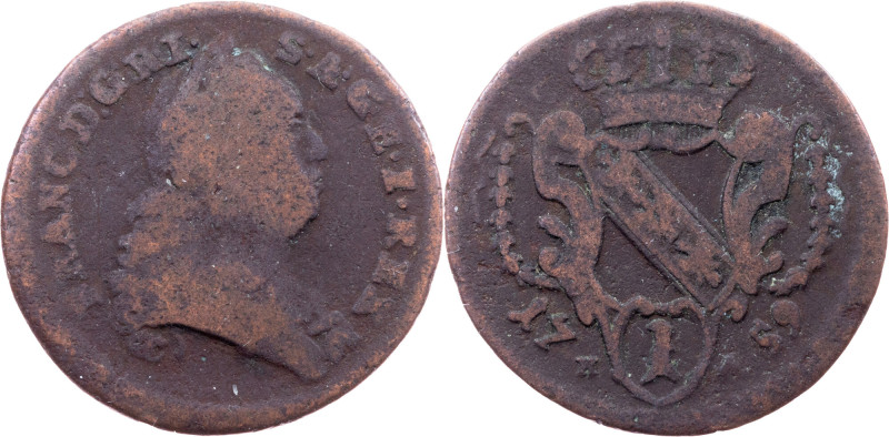 Franz I. Stephan, 1 Pfennig 1759, H-A, Hall Category : Habsburg
Ruler/Area : Fr...