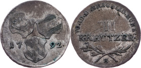 Leopold II. / Franz I. (II.), 3 Kreuzer 1792, H, Günzburg
