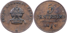Franz I. (II.), 5 Centesimi 1822, M, Milan