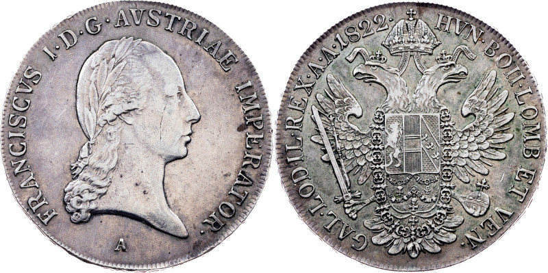 Franz I. (II.), 1 Thaler 1822, A, Vienna Category : Habsburg
Ruler/Area : Franz...
