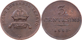 Ferdinand V., 3 Centesimi 1843, V, Venice