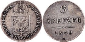 Franz Joseph I., 6 Kreuzer 1849, A, Vienna