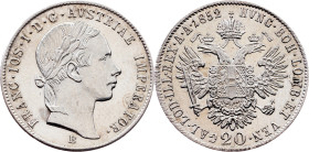 Franz Joseph I., 20 Kreuzer 1852, B, Kremnitz