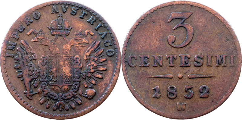 Franz Joseph I., 3 Centesimi 1852, M, Milan Category : Habsburg
Country/Region ...