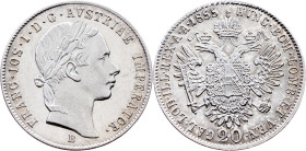 Franz Joseph I., 20 Kreuzer 1855, B, Kremnitz