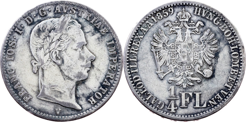 Franz Joseph I., 1/4 Florin 1859, V, Venice Category : Habsburg
Ruler/Area : Fr...