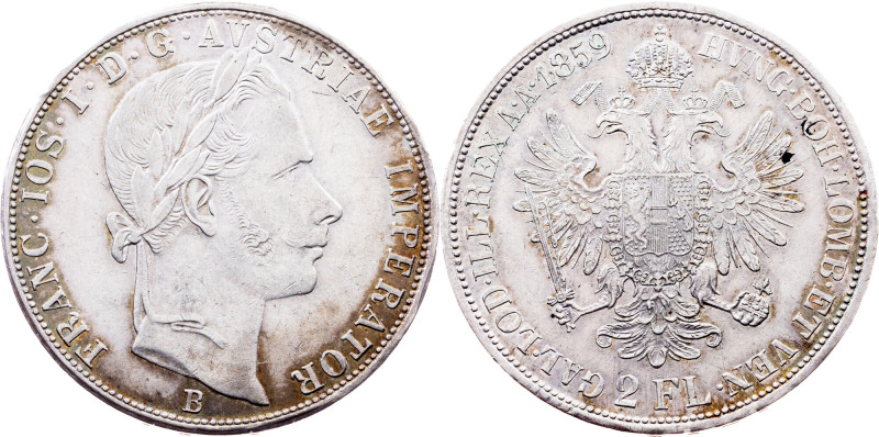 Franz Joseph I., 2 Florin 1859, B, Kremnitz Category : Habsburg
Ruler/Area : Fr...