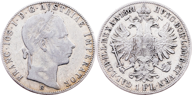 Franz Joseph I., 1 Gulden 1861, B, Kremnitz Category : Habsburg
Ruler/Area : Fr...
