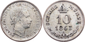 Franz Joseph I., 10 Kreuzer 1863, A, Vienna
