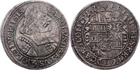 Charles II. of Liechtenstein-Kastelkorn, 3 Kreuzer 1670, Kremsier