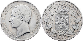 Belgium, 5 Francs 1865, Brussels