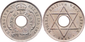 British West Africa, 1/2 Penny 1911, H, Heaton