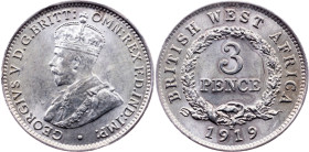 British West Africa, 3 Pence 1919, H, Heaton