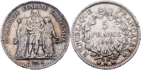France, 5 Francs 1848, Strasbourg