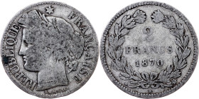 France, 2 Francs 1870, Bordeaux