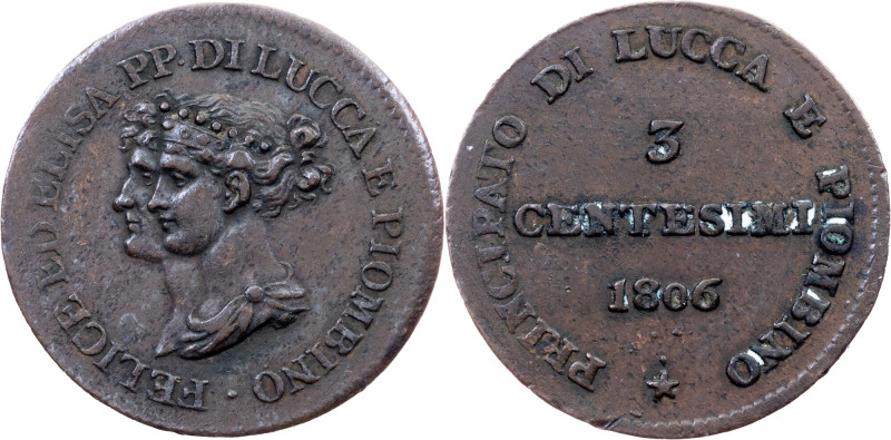 Italy, 3 Centesimi 1806, Florence Category : Italy
Country/Region : Italian sta...