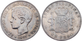 Philippines, 1 Peso 1897, Madrid