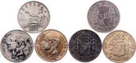 Spain, 2 Pesetas 1870, 1879, 1883