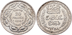 Tunisia, 20 Francs 1358 (1939), Paris