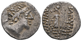 Greek, Kings of Cappadocia, Ariarathes V AR Drachm.Kings of Cappadocia, Ariarathes V AR Drachm. Circa 163-130 BC. Diademed head right / Athena Nikepho...