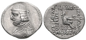 Greek coins Kings of Parthia, Mithridates II (123-88 BC) AR Drachm Silver) Obv: Draped and diademed bust l. with long beard. Rev: BASI LEWS / MEGALOU ...