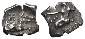 GREEK COINS LYCAONIA.Laranda.(Circa 324-323 BC).Obol. Obv : Baaltars seated left, holding grain ear, bunch of grapes, and scepter. Rev : Forepart of w...