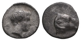 Troas, Kebren AR Obol. Troas, Kebren AR Obol. Circa 387-310 BC. Ram’s head right / Youthful male head right. SNG Copenhagen -; Klein 313.  Extremely F...