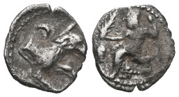 GREEK COINS LYCAONIA.Laranda.(Circa 324-323 BC).Obol. Obv : Baaltars seated left, holding grain ear, bunch of grapes, and scepter. Rev : Forepart of w...